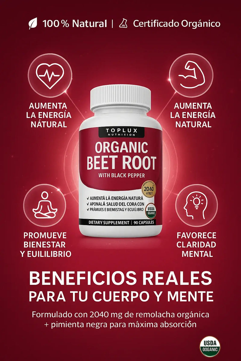 Toplux Nutrition® Beet Root | Energía & Rendimiento Natural | 40% OFF