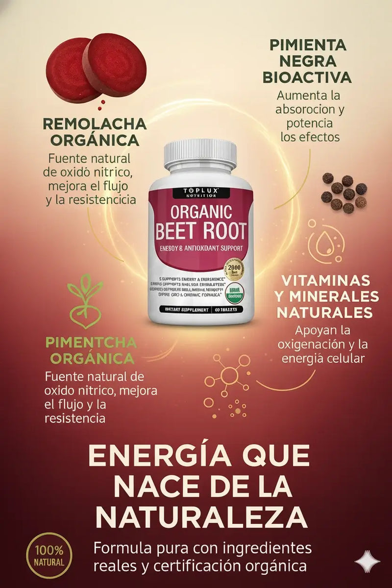 Toplux Nutrition® Beet Root | Energía & Rendimiento Natural | 40% OFF